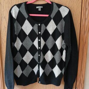 Apt 9 Black Argyle Cashmere Sweater